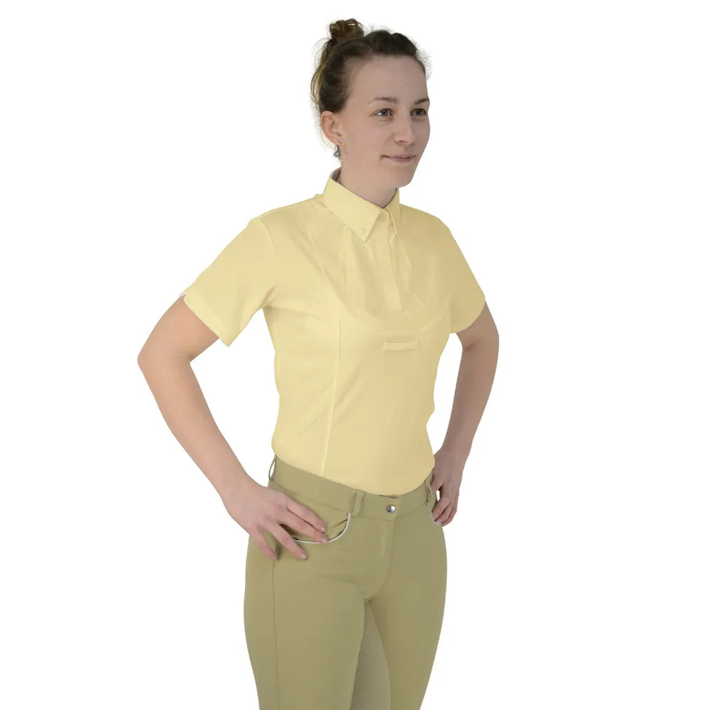 Hy Equestrian Ladies Tilbury Short Sleeved Tie Shirt Yellow X-Large