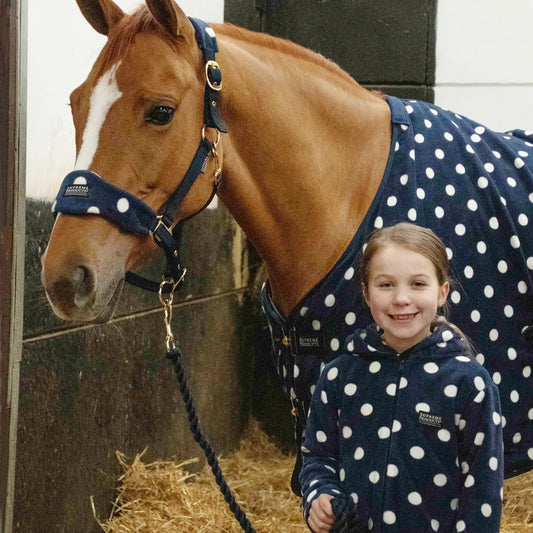 Supreme Products Dotty Fleece Head Collar & Lead Rope Navy Small Pony