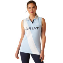 Ariat Womens Taryn Sleeveless Polo Shirt Chambray Blue