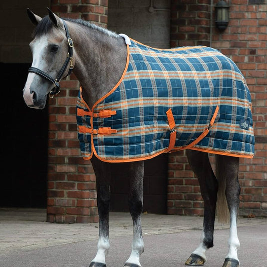 Saxon PP Stable Rug Standard Neck 180g Blue/Pebble/Orange Plaid