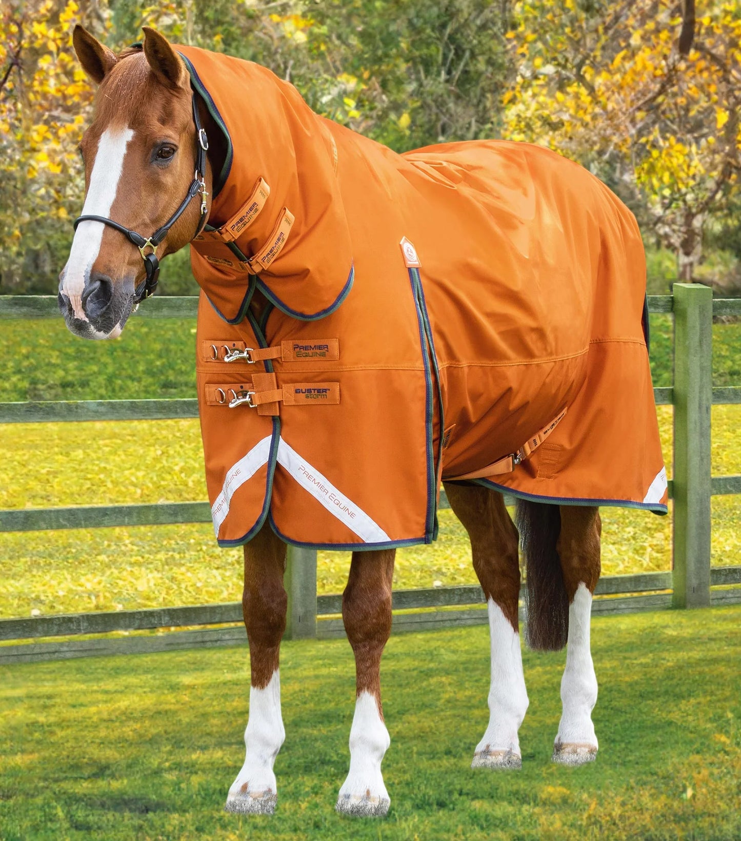 Premier Equine Buster Storm 400g Combo Turnout Rug with Classic Neck Burnt Orange