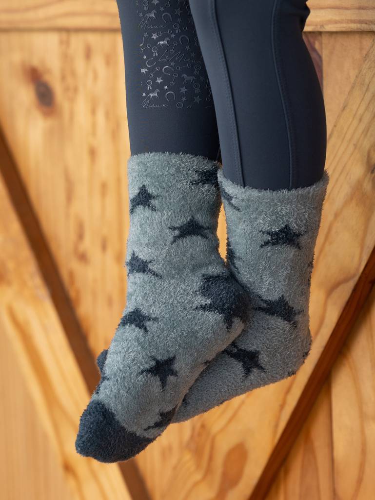 LeMieux Mini Sasha Star Fluffy Socks Petrol