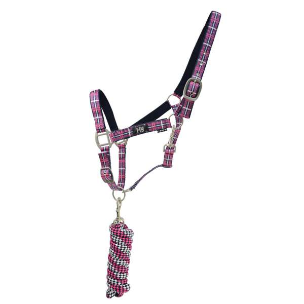 Hy Equestrian Tartan Head Collar With Lead Rope